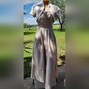 David's Bridal Cream Prom Dress with Bolero